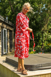 Röd Blommig Kimono Tylösand Flower Red