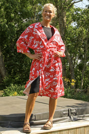 Röd Blommig Kimono Tylösand Flower Red