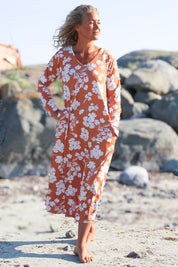 Rosa Blommig Klänning Riviera Peach