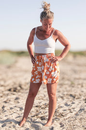 Rosa Blommiga Shorts Ronja Peach
