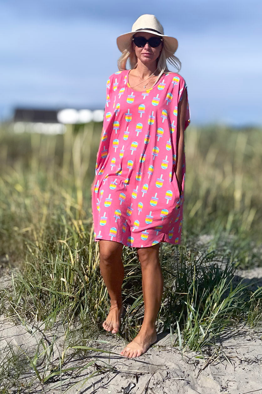 Pink T-Shirt Dress Magic Icecream Peach Base