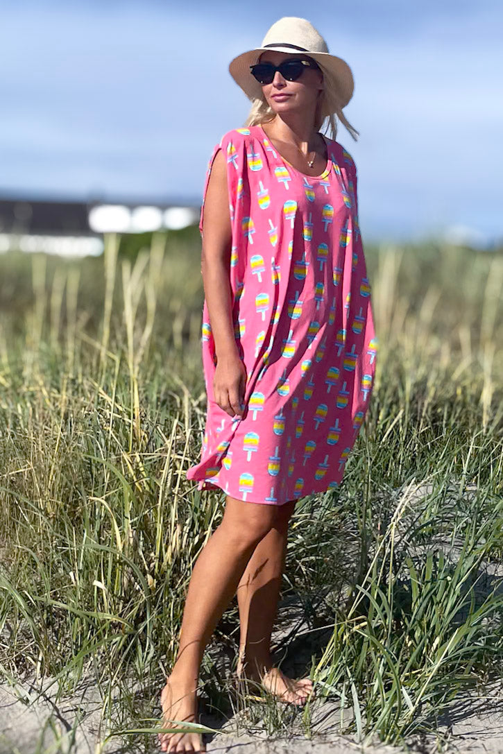 Pink T-Shirt Dress Magic Icecream Peach Base