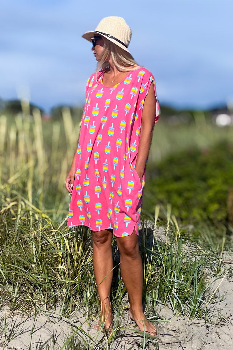 Pink T-Shirt Dress Magic Icecream Peach Base