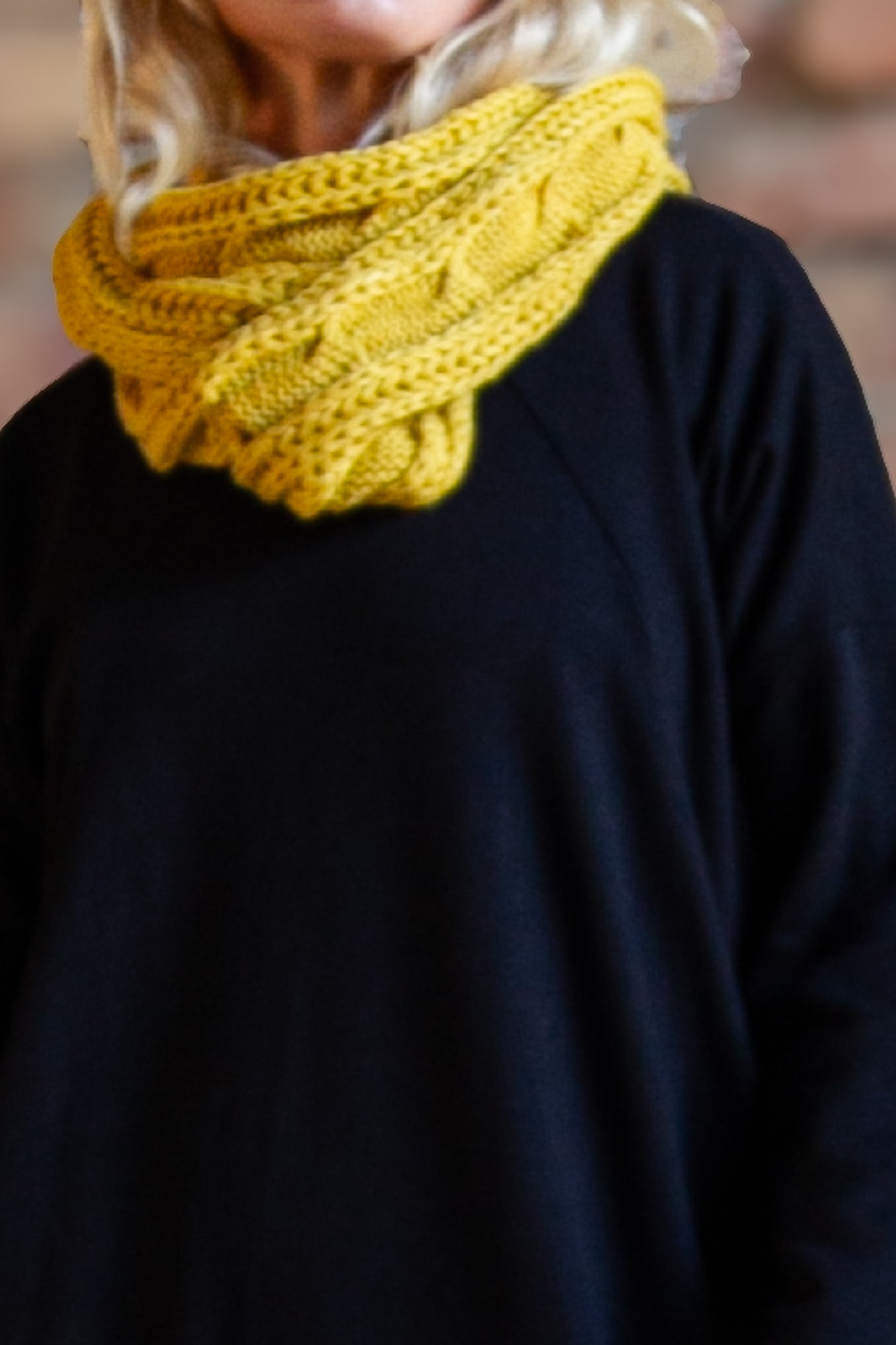 Senapsgul Stickad Halsduk Sigrid Mustard