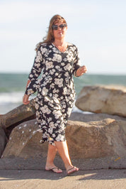 Svart Blommig Klänning Riviera Olive Black