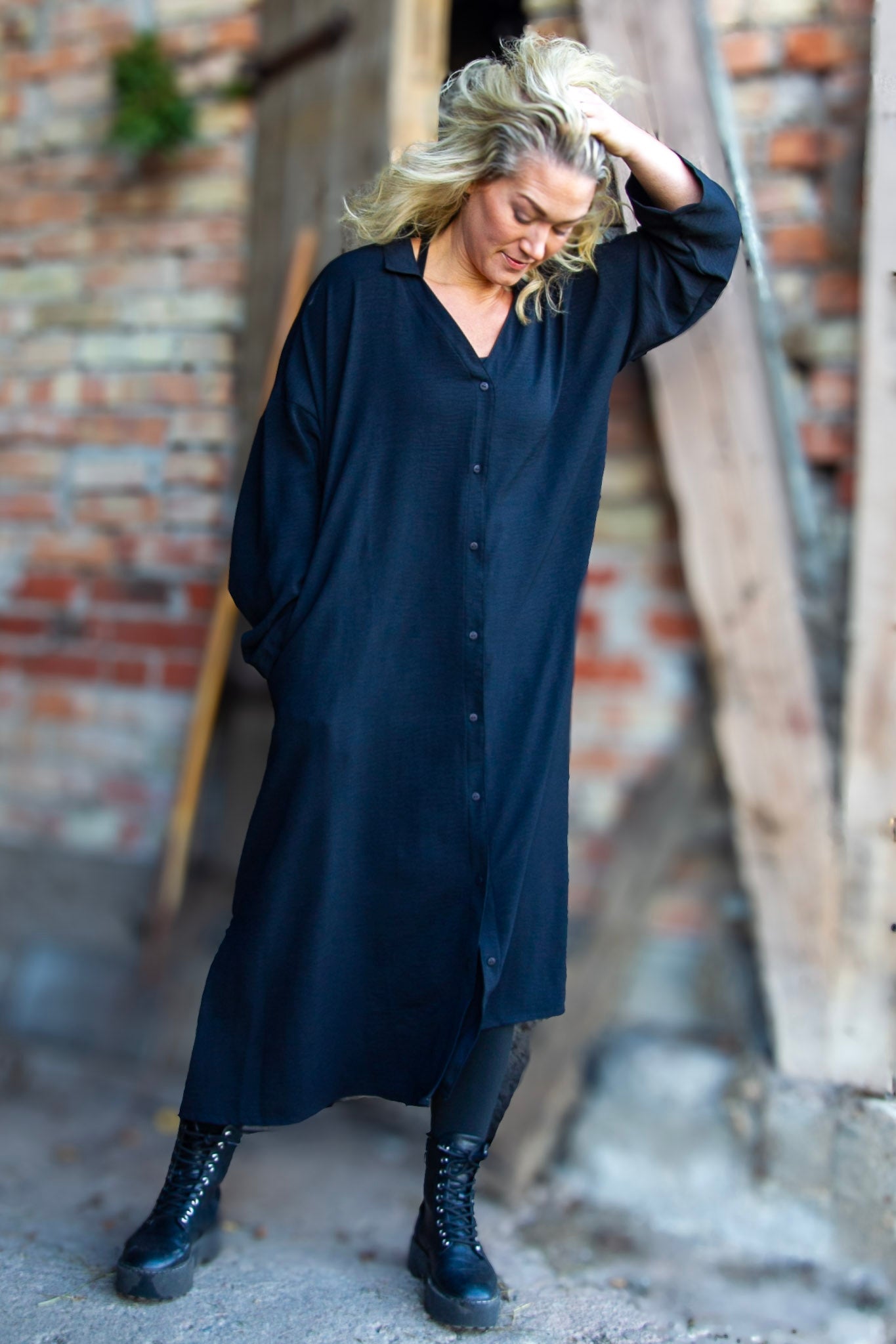Svart Klänning Sahara Longsleeve Black