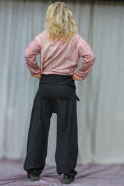 Svart Omlottbyxa Breath Linen Black