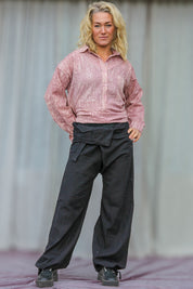 Svart Omlottbyxa Breath Linen Black