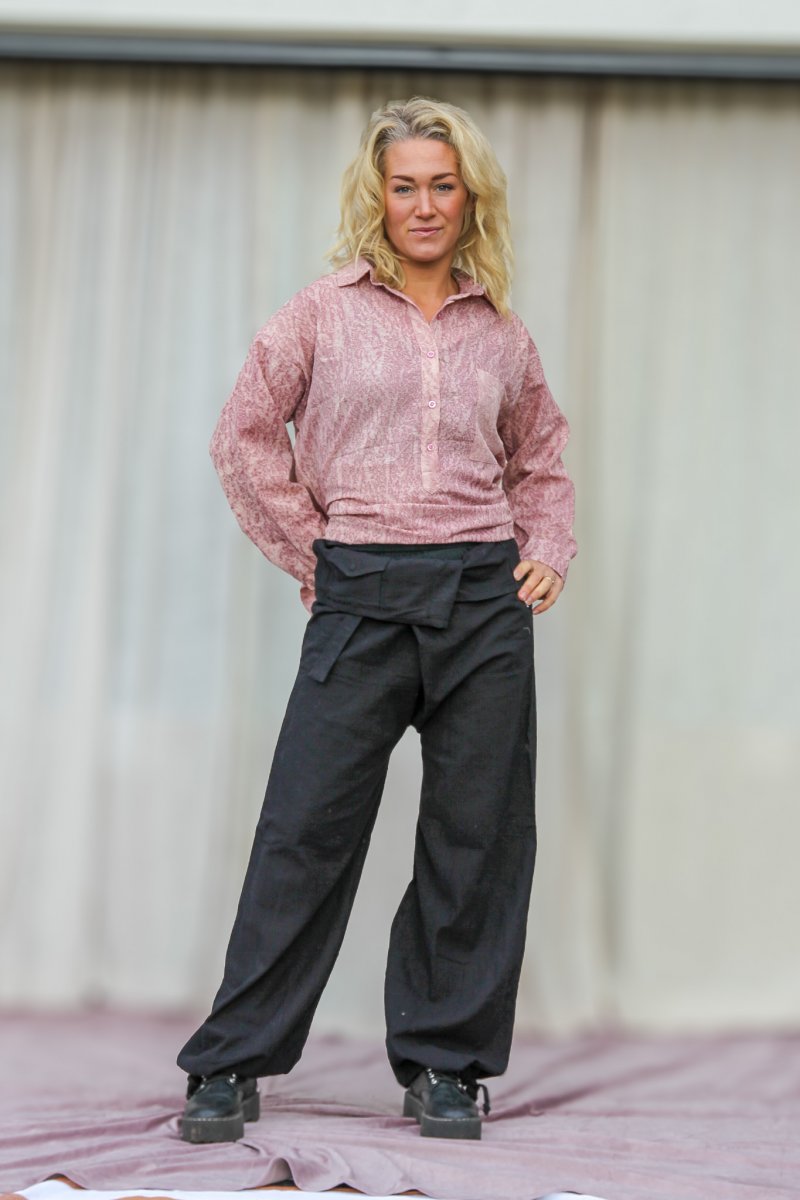Svart Omlottbyxa Breath Linen Black