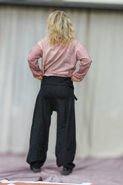 Svart Omlottbyxa Breath Linen Black