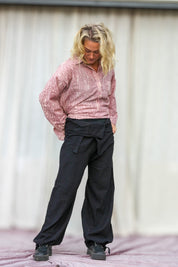 Svart Omlottbyxa Breath Linen Black