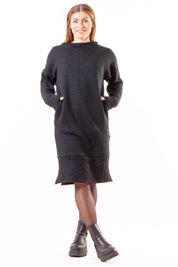 Black Knitted Sweater Dress Backa Black