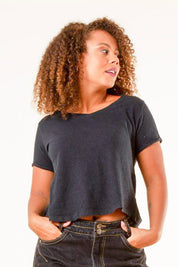 Svart T-Shirt Tove Linen Black