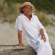 White Linen Dress Lofoten Cloud White
