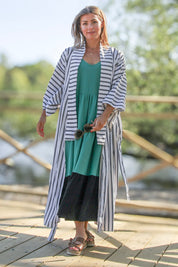 Vit Randig Kimono Aomori White