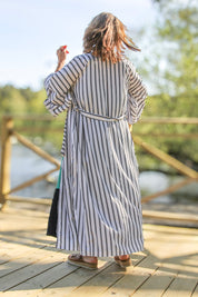Vit Randig Kimono Aomori White