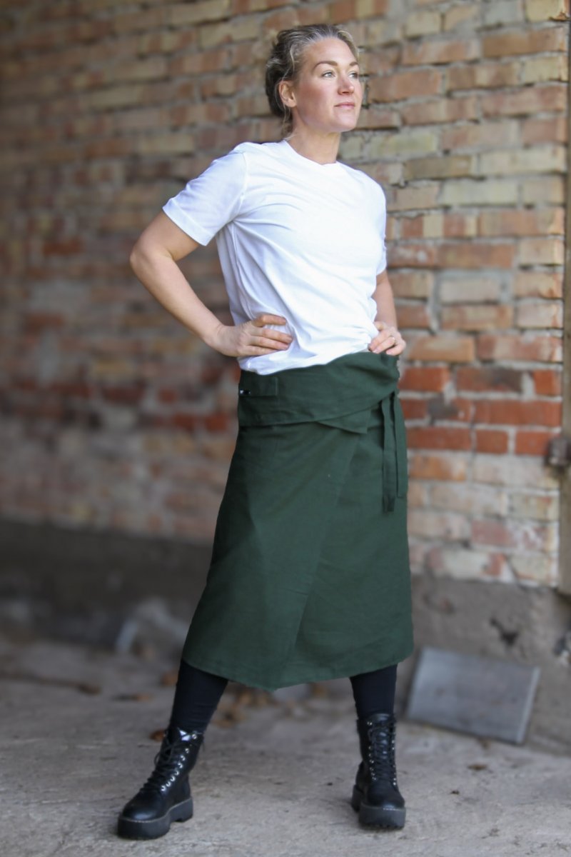 Grön Omlottkjol Wrap Skirt Linen Green