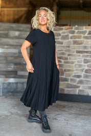 Svart Ribbad Klänning Ballerina Black