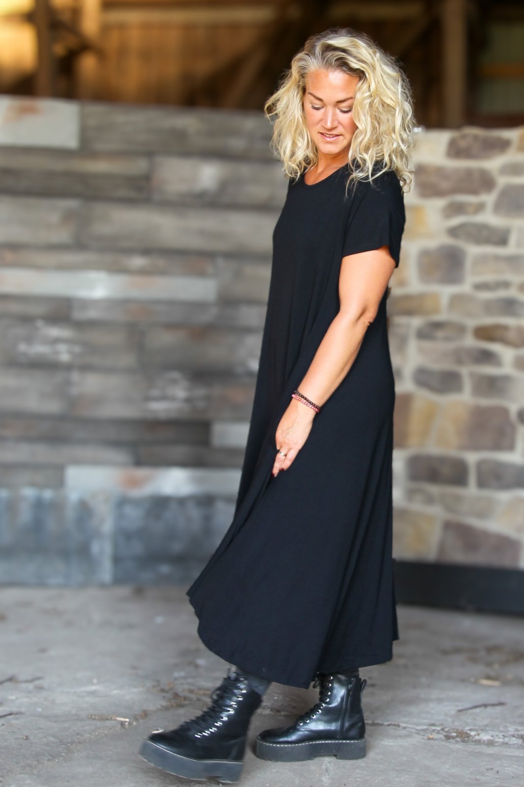 Svart Ribbad Klänning Ballerina Black