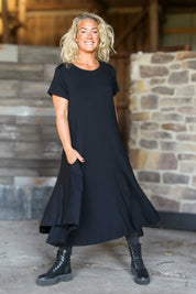 Svart Ribbad Klänning Ballerina Black