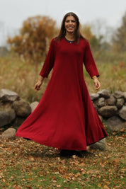 Maroon red maxiklänning Melody – V-neck