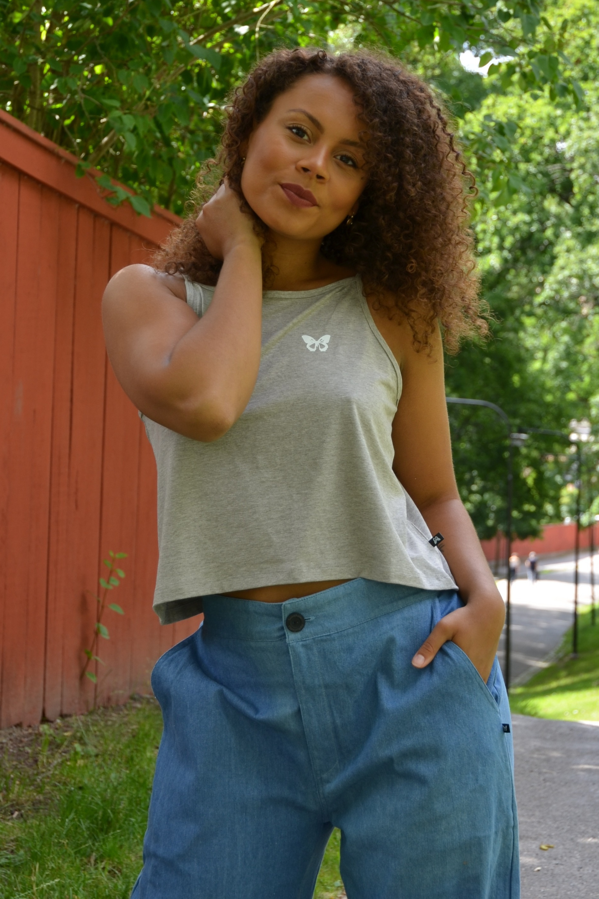 Ljusgrå Topp Crop Top Light Grey