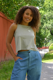Ljusgrå Topp Crop Top Light Grey