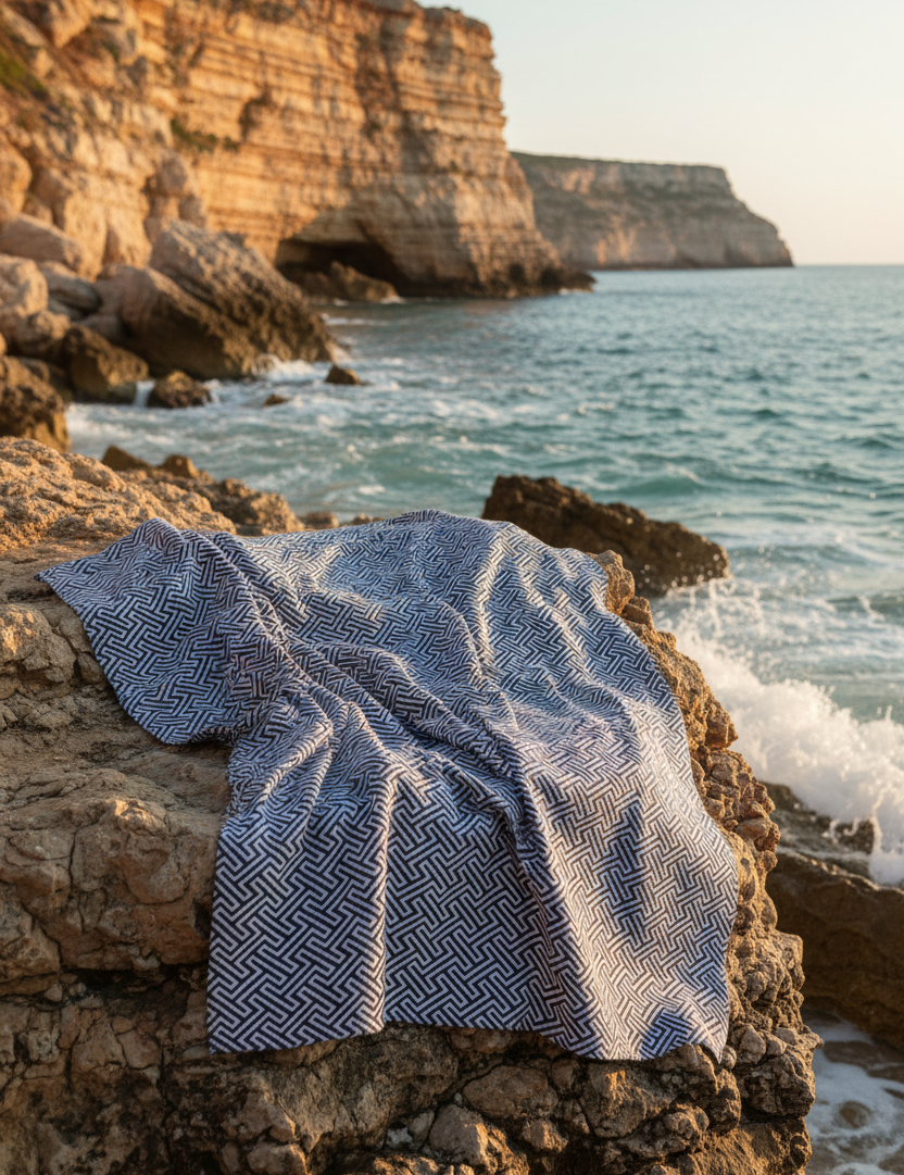 Draperad över klippor