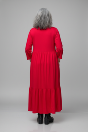 Röd Draperad Klänning Amelie Longsleeve Red