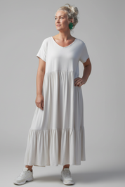 Grå/Beige Draperad Klänning Amelie Grey/Beige
