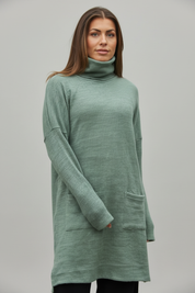 Grøn/Blå Sweater Kjole Polo Løs Grøn/blå