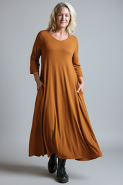 Caramel Klänning Ballerina V-Neck Caramel Cafe