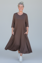 Brun Klänning Ballerina V-Neck Long Brown
