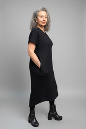 Svart Ribbad Klänning Eveline Black