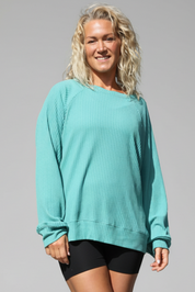 Grön Ribbad Tröja Soft Lenolium Green