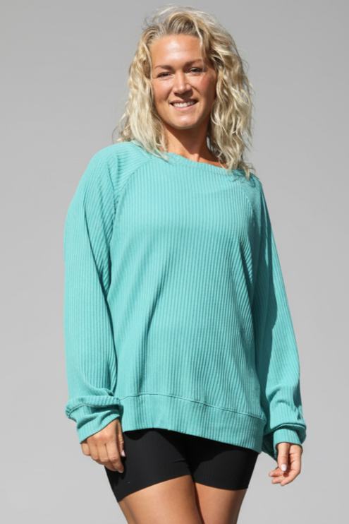 Grön Ribbad Tröja Soft Lenolium Green