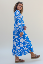 Blå Blommig Klänning Riviera Sky Blue