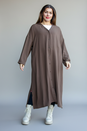 Dunkelbraunes Kleid Sahara Longsleeve Dunkelbraun