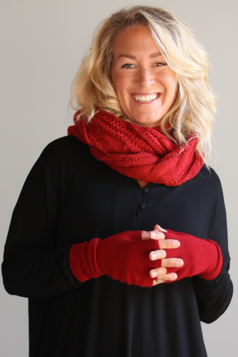 Vinröd Stickad Halsduk Sigrid Wine Red