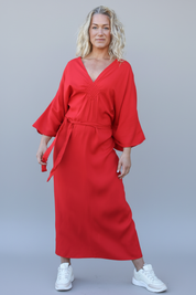 Röd Kaftan Klänning Aylin Red