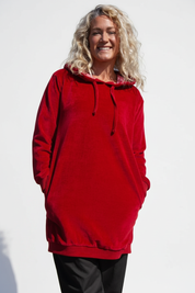 Röd Hoodie Klänning Scarlet Smile Red