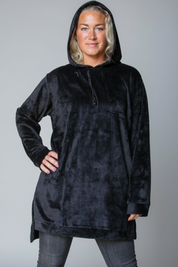 Svart Hoodie Klänning Long Black