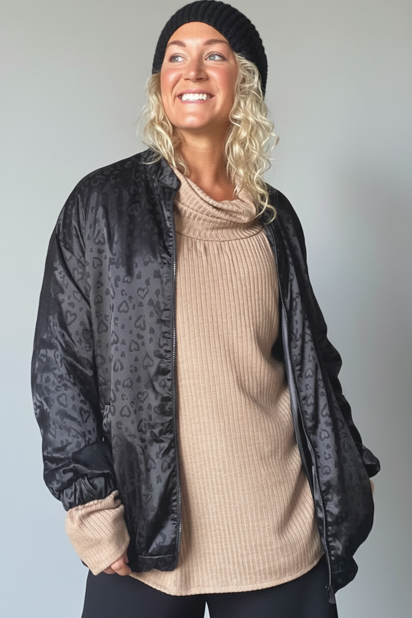 Svart Leopardmönstrad Jacka Koster Black