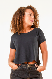 Svart T-Shirt Tove Linen Black