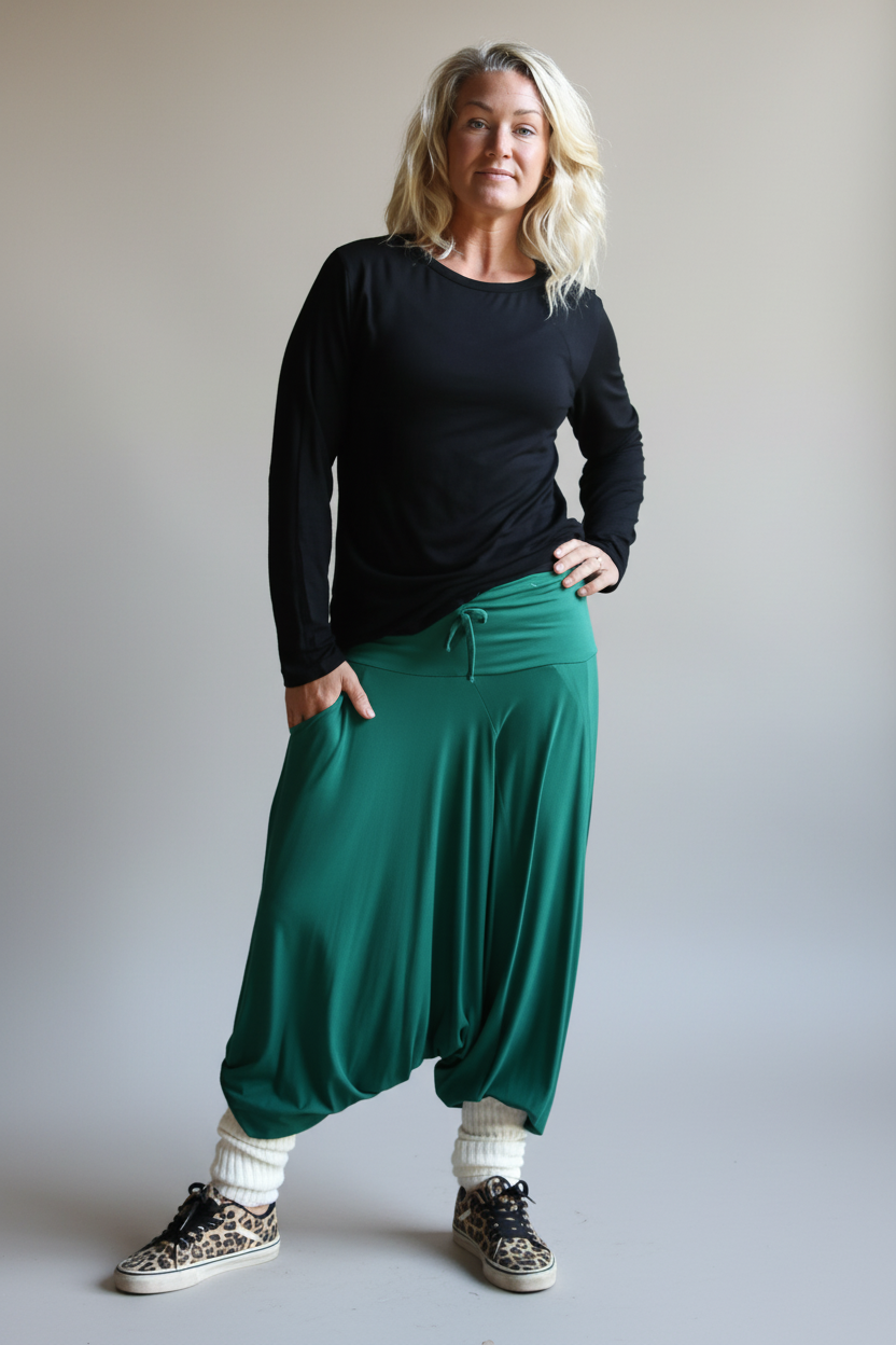 Grön Haremsbyxa Yoga Basic Original Warm Green