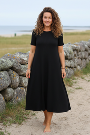 Fine ribbed dress curly hair