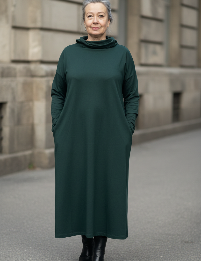 Grön polo-klänning framifrån