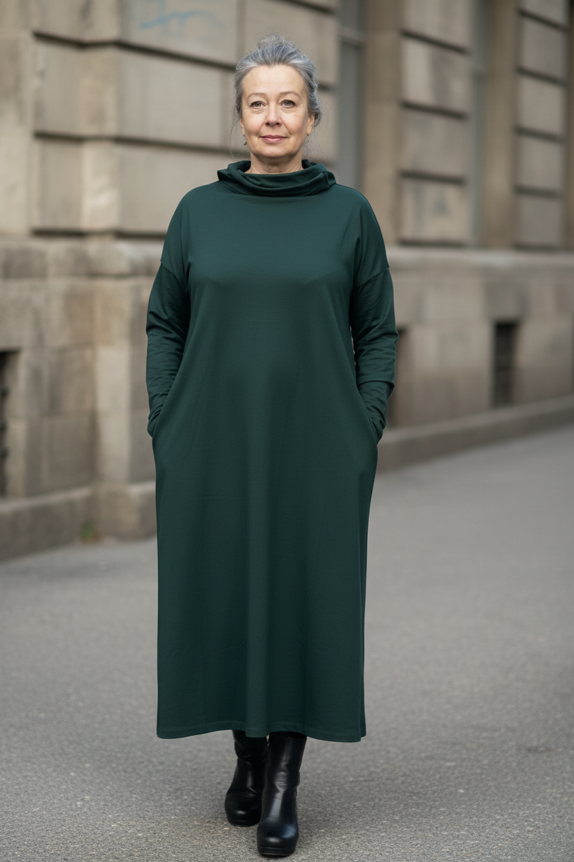 Grön polo-klänning framifrån