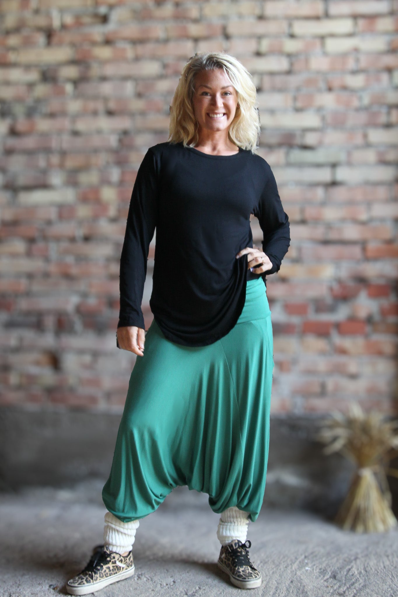 Grön Haremsbyxa Yoga Basic Original Warm Green