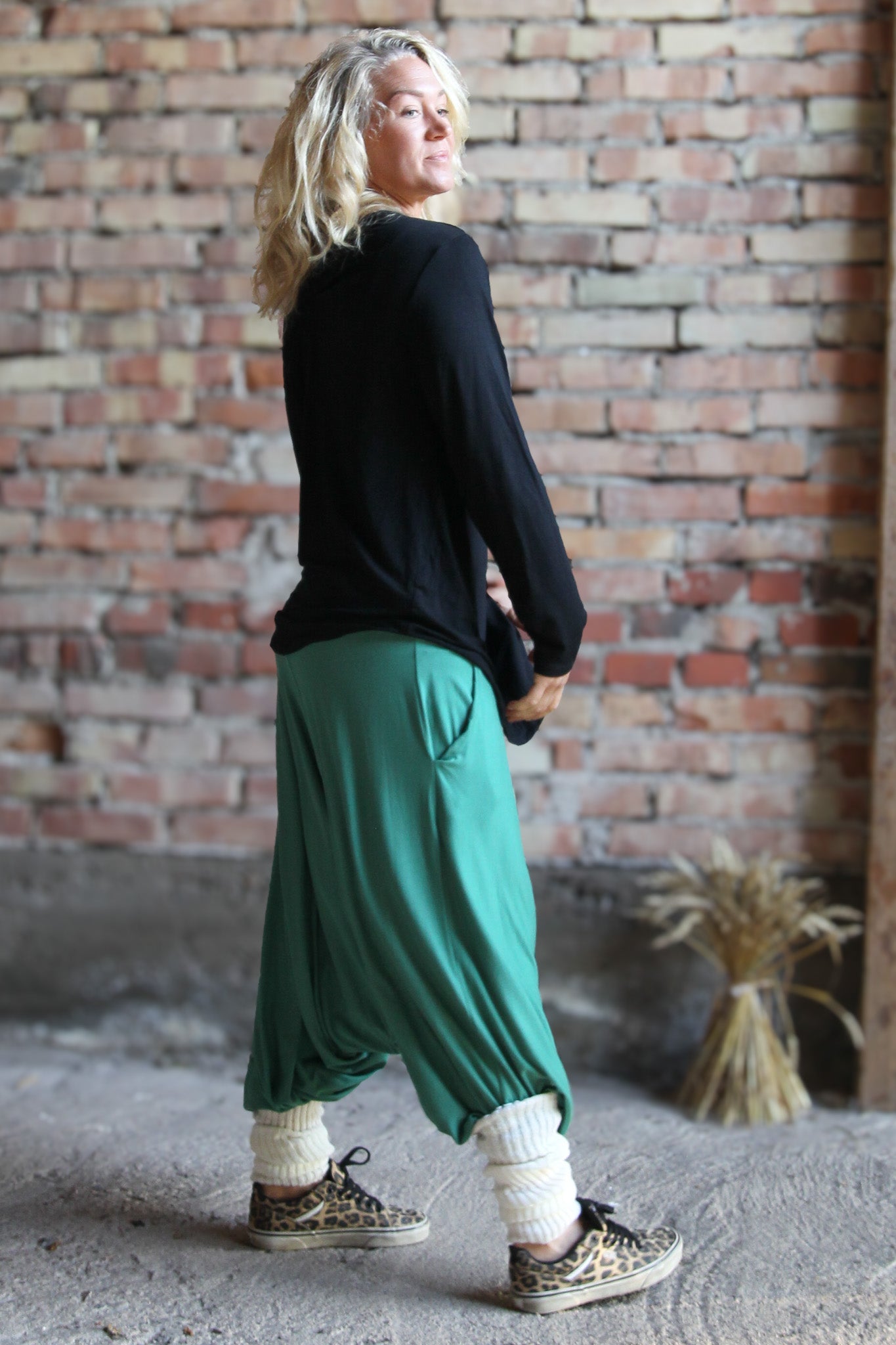 Grön Haremsbyxa Yoga Basic Original Warm Green